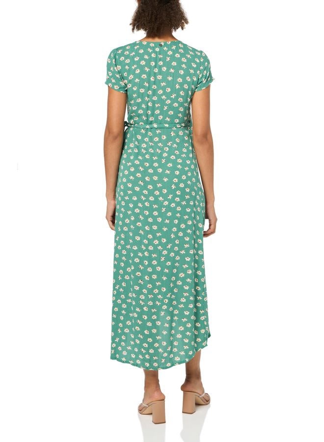 BILLABONG Women's Dress Wrap Front Mid Length Casual, Island Green, S - Image 2
