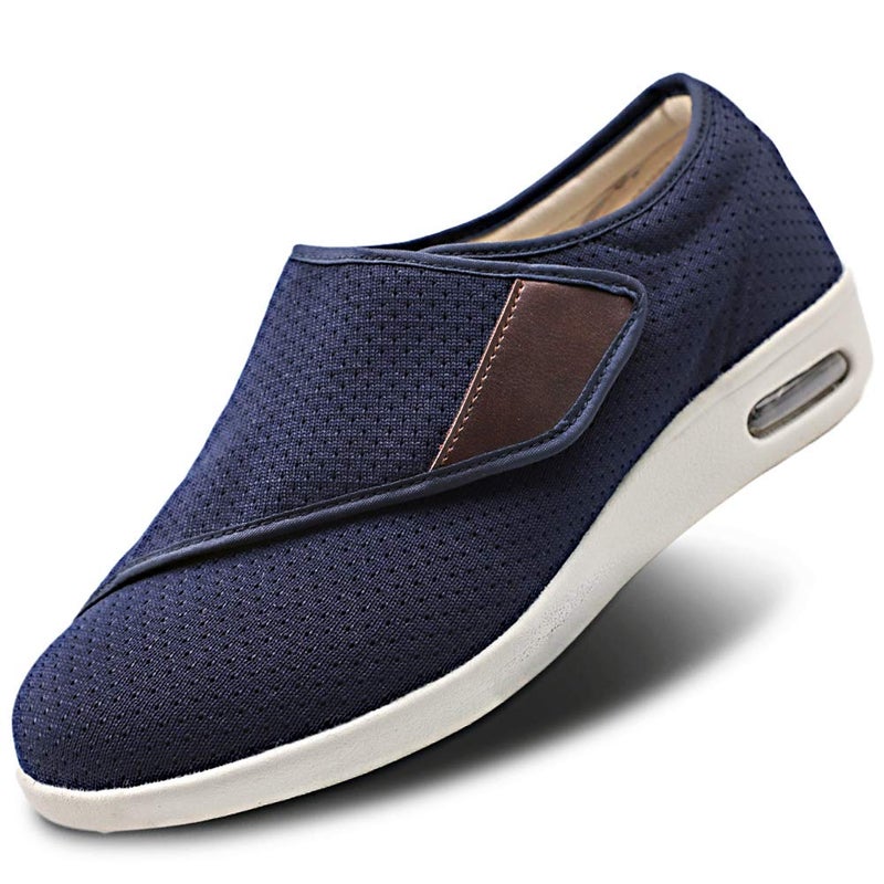 Orthoshoes أحذية نسائية أنيقة لمرضى السكري مع دعم للقوس، عرض واسع إضافي أحذية مشي لذمة قابلة للتعديل سهلة الارتداء/الإزالة مع 3 أزواج من نعل استبدال للدعم للأقدام المتورمة لون كحلي - Image 1