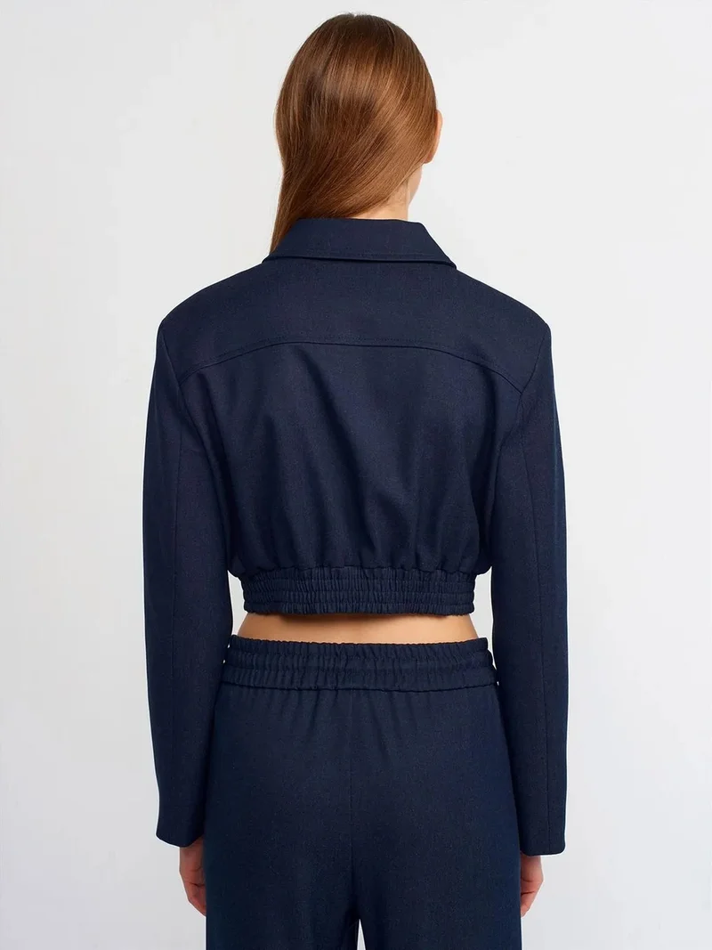 Dilvin Dilvin Crop Crepe Bomber Jacket