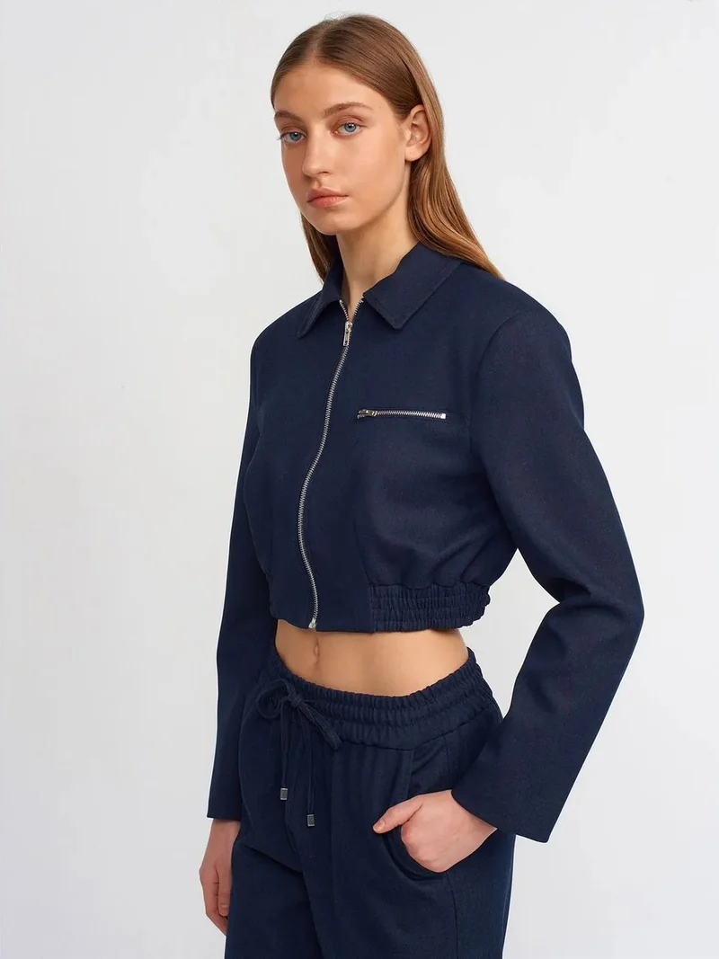 Dilvin Dilvin Crop Crepe Bomber Jacket