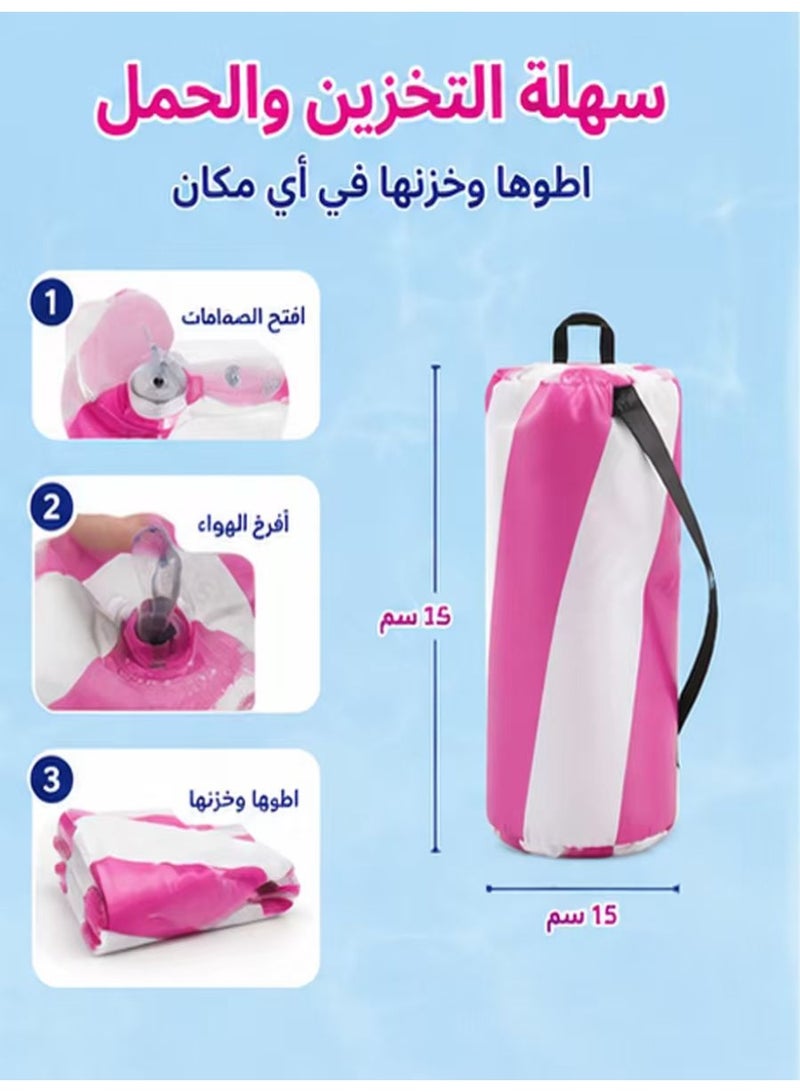 حزمة من 3 حمامات مطاطية للسباحة للأطفال والبالغين، كرسي استلقاء متعدد الأغراض (4 في 1) مع مضخة هواء، سرير عائم محمول ل raft للشواطئ والبحيرات وحمامات السباحة ومهرجانات الماء الصيفية - Image 5