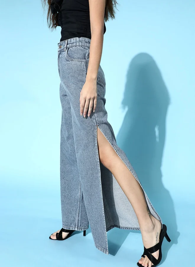 ساسافراس جينز مستقيم بخصر مرتفع للنساء