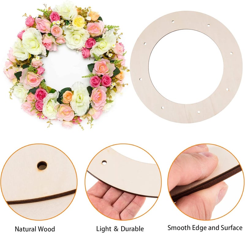 AWIZOM 12 Pcs Wooden Wreath Frames for Crafts Unfinished Wooden Craft Floral Hoop Rings DIY Christmas Garland Wood Hanging Decorations for DIY Christmas Wedding Holiday Wreath Wall Home Craft Decor12 Inch  - Image 3