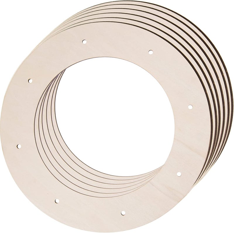 AWIZOM 12 Pcs Wooden Wreath Frames for Crafts Unfinished Wooden Craft Floral Hoop Rings DIY Christmas Garland Wood Hanging Decorations for DIY Christmas Wedding Holiday Wreath Wall Home Craft Decor12 Inch  - Image 1