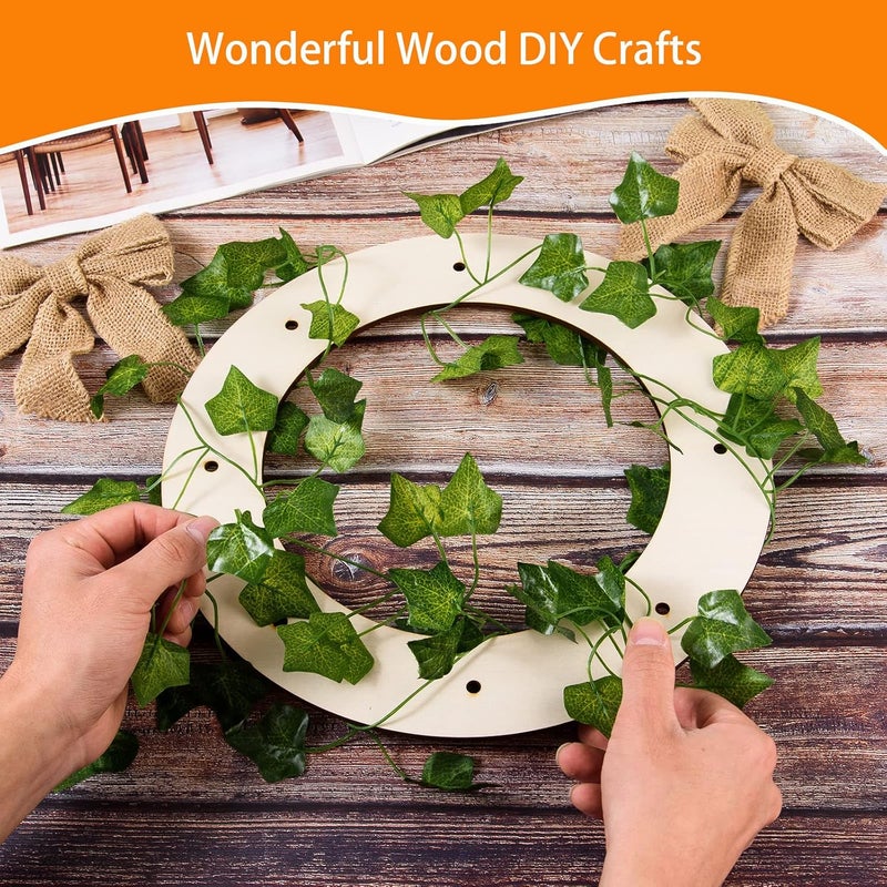 AWIZOM 12 Pcs Wooden Wreath Frames for Crafts Unfinished Wooden Craft Floral Hoop Rings DIY Christmas Garland Wood Hanging Decorations for DIY Christmas Wedding Holiday Wreath Wall Home Craft Decor12 Inch  - Image 4
