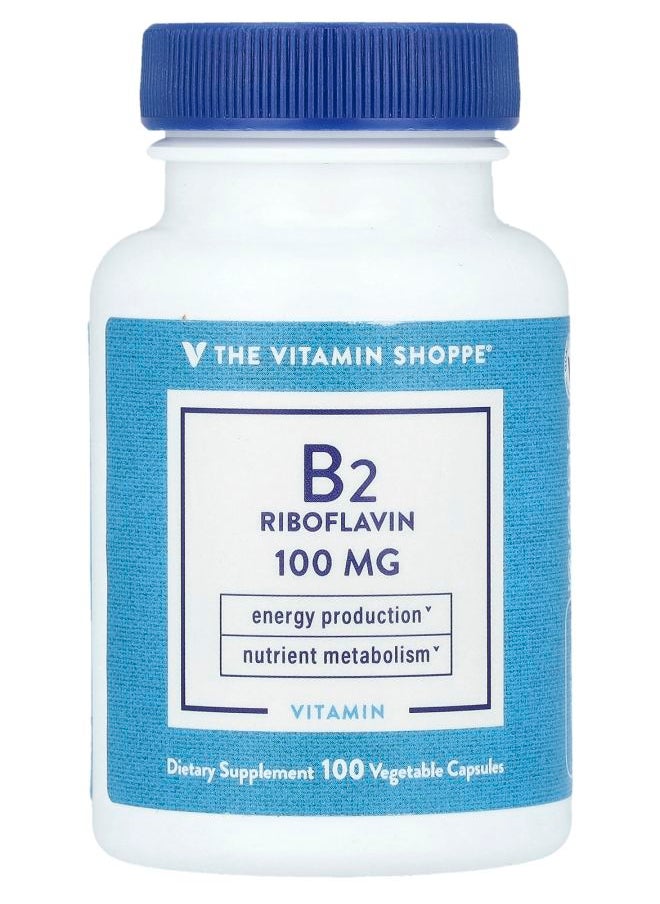 The Vitamin Shoppe Vitamin B2 Riboflavin 100 mg 100 Vegetable Capsules 
