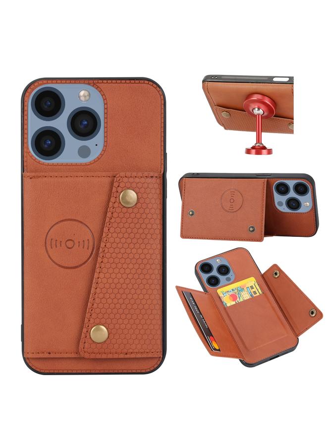 S-TOP Case For iPhone 16 Pro Max Double Buckle Card Slots PU + TPU Phone Case - Image 1