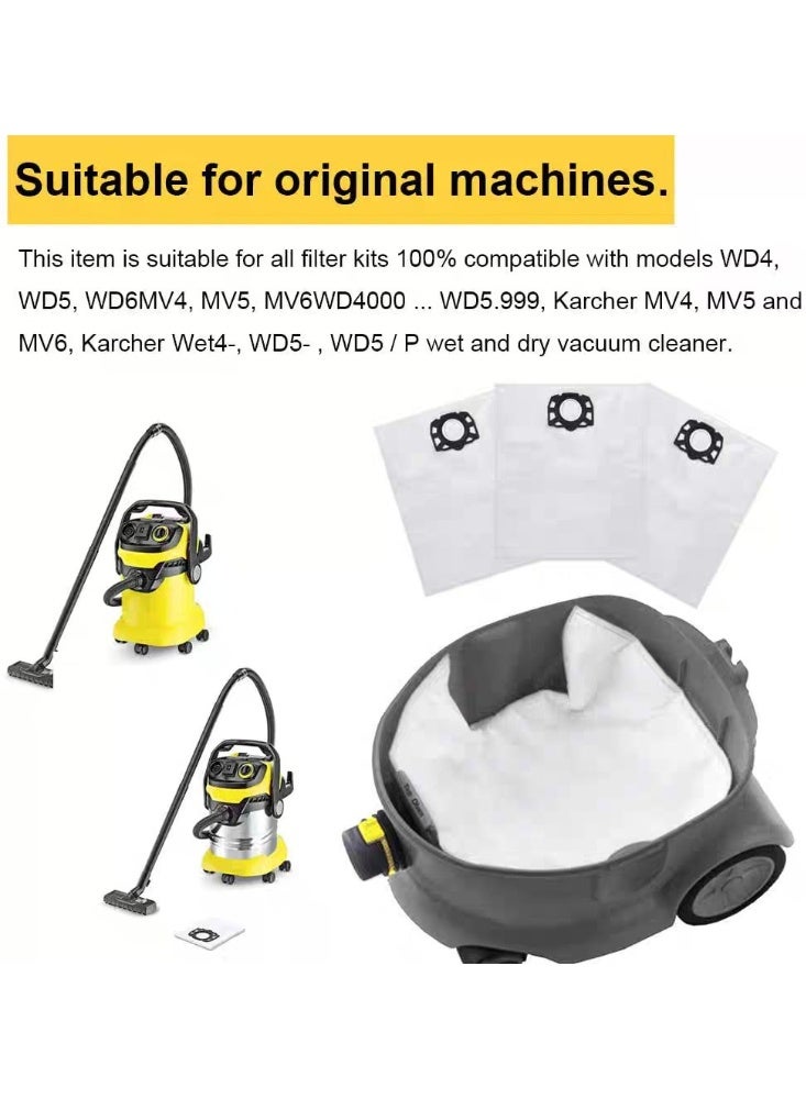VIUAUAX 4Pack Replacement Fleece Filter Bags Compatible With Karcher WD4 WD5 WD5/P MV4 MV5 MV6 Wet & Dry Vacuums Replacement for Karcher 2.863-006.0 - Image 2