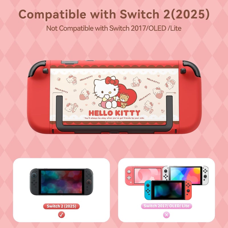 Kuitmor Dockable PC Protective Case Compatible with Switch 2 Model 2025, All-Round Protection Hard Protective Shell for Switch 2 2025 Accessories (Red) - Image 2