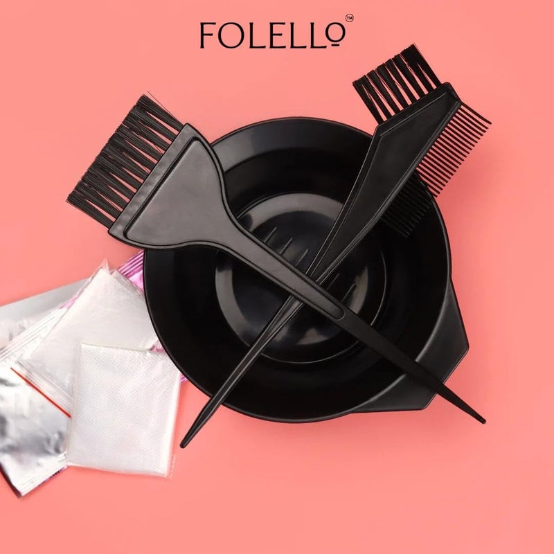 FOLELLO وعاء خلط صبغة الشعر FOLELLO مع فرشاة صبغة ذيل الجرذ مصنوعة من البلاستيك، مجموعة أدوات تلوين الشعر، خفيفة الوزن وسهلة الاستخدام - Image 2