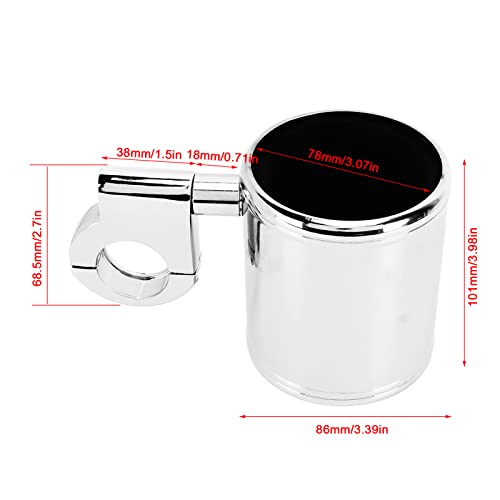 Tbest Motorcycle Cup Holder,Chrome Cup Holder,Chrome Adjustable Universal Motorcycle Handlebar Cup Holder for ATV 22-32Mm Handle - Image 3