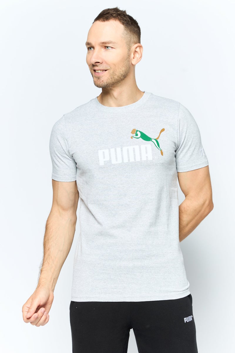 PUMA Men Sportswear Fit Short Sleeve Training T Shirt, Grey Heather - Image 1