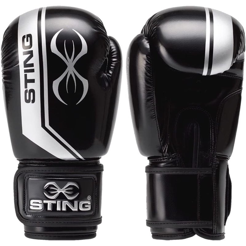 Sting Boxing - Armalite Boxing Gloves | for Competition & Training (12OZ, Black/Silver) - Image 1