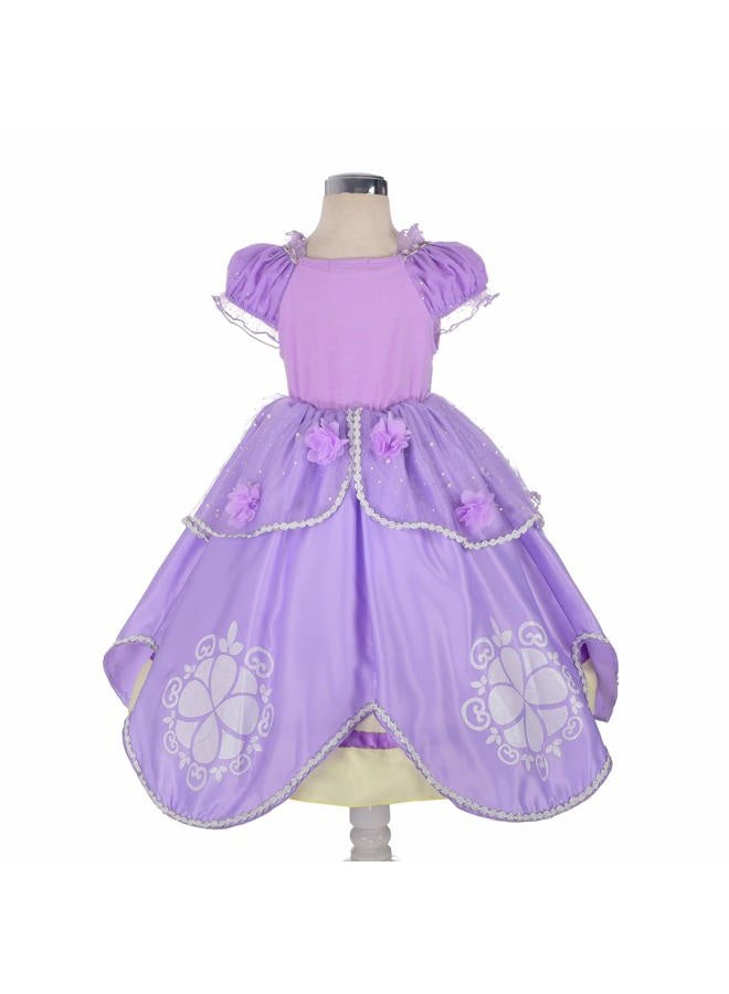 Lito Angels Toddler Girls' Princess Dress Up Costume Purple Fancy Party Dress Outfit with Accessories Size 5 B - Image 2