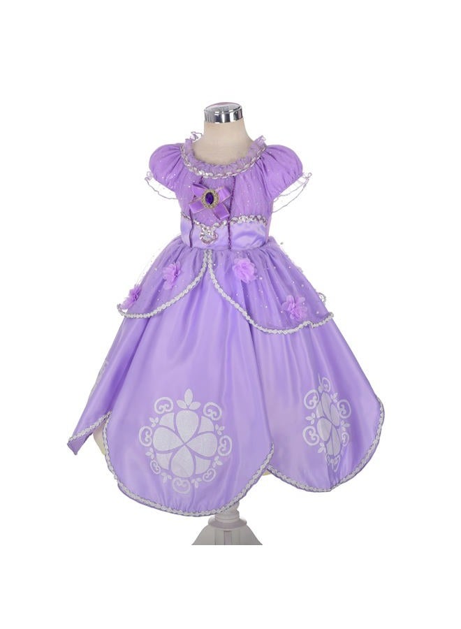 Lito Angels Toddler Girls' Princess Dress Up Costume Purple Fancy Party Dress Outfit with Accessories Size 5 B - Image 3