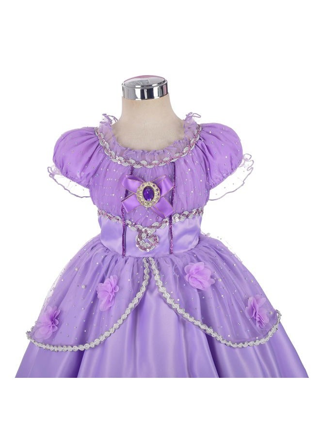 Lito Angels Toddler Girls' Princess Dress Up Costume Purple Fancy Party Dress Outfit with Accessories Size 5 B - Image 4