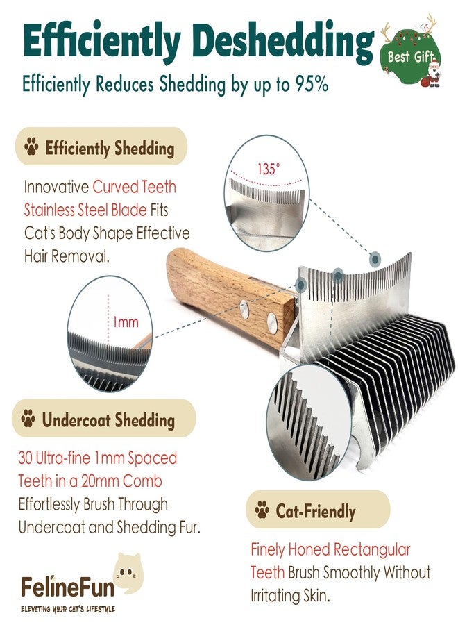 FelineFun Cat Brush for Dematting & Deshedding, 2 in 1 Undercoat Rake, Efficiently Remove Loose Hair & Matted Fur, Professional Shedding Comb for Indoor Cats & Long Haired Cats - Image 5