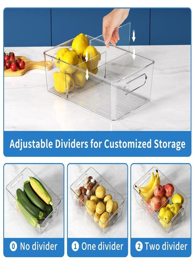 Mpotmiy Pantry Organizers and Storage Bins, 6 Pack Clear Plastic Storage Bins with Divider - Kitchen organizer, Fridge organizer, Cabinet organizer, Snack Organizer, Drawer Organizer - Image 4