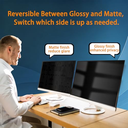 TomDetm [2-Pack] 23.8 Inch Computer Privacy Screen for 16:9 Monitor, Removable Anti Glare Blue Light Filter & Anti-Scratch Protector Film - Eye Protection Privacy Shield for Desktop Monitors - Image 4