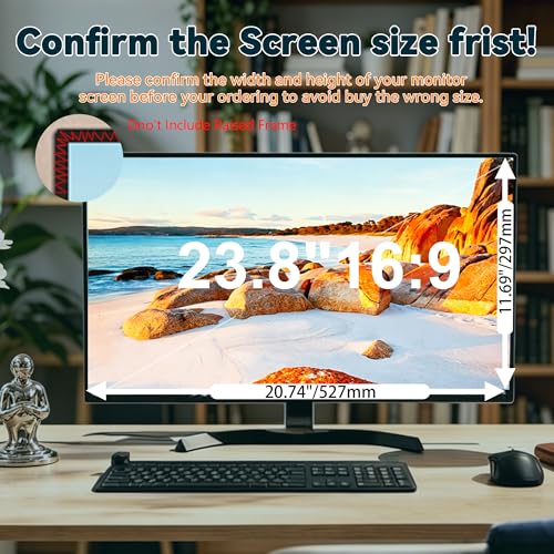 TomDetm [2-Pack] 23.8 Inch Computer Privacy Screen for 16:9 Monitor, Removable Anti Glare Blue Light Filter & Anti-Scratch Protector Film - Eye Protection Privacy Shield for Desktop Monitors - Image 5
