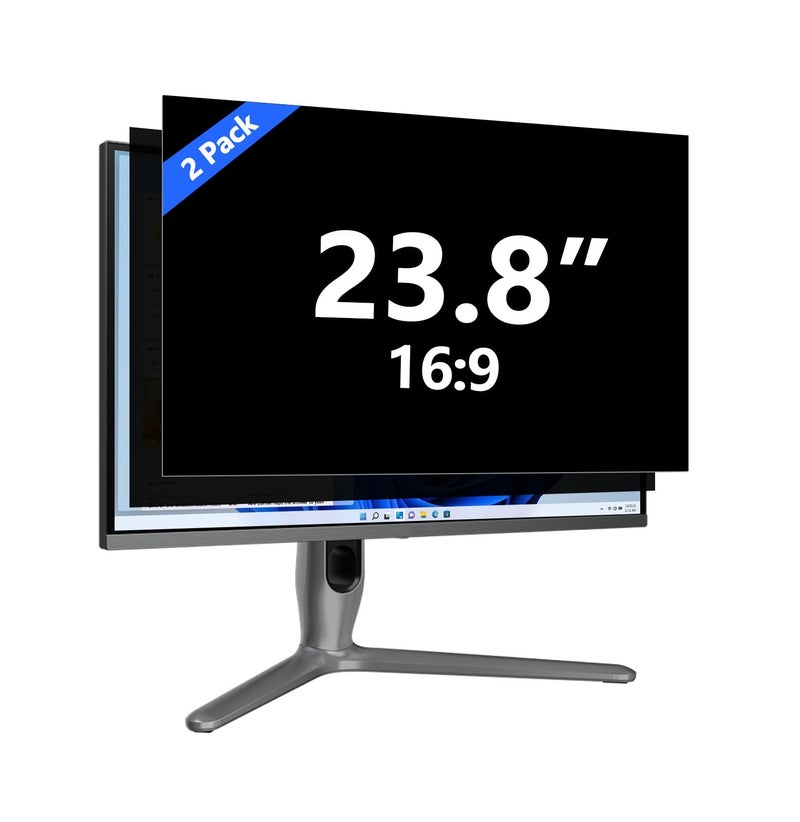 TomDetm [2-Pack] 23.8 Inch Computer Privacy Screen for 16:9 Monitor, Removable Anti Glare Blue Light Filter & Anti-Scratch Protector Film - Eye Protection Privacy Shield for Desktop Monitors - Image 1
