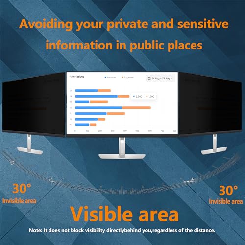 TomDetm [2-Pack] 23.8 Inch Computer Privacy Screen for 16:9 Monitor, Removable Anti Glare Blue Light Filter & Anti-Scratch Protector Film - Eye Protection Privacy Shield for Desktop Monitors - Image 2