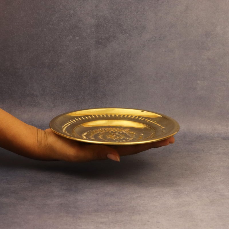 Putrika Spillbox Traditional Handcrafted Brass Utensil Pongal Pot Sipple Plate|Cookware|Sankranthi Festival|Plate with Holes(Big Sipple Plate) - Image 2