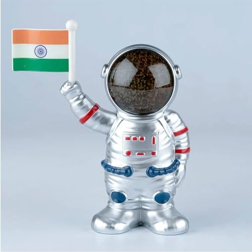 ascension Solar Power Car Astronaut Robot with Raising Shaking Hand Flag for Car Dashboard Decorations Solar Astronauts for Office Desk Home Decor Car Interior Accessories (Silver) - Image 1
