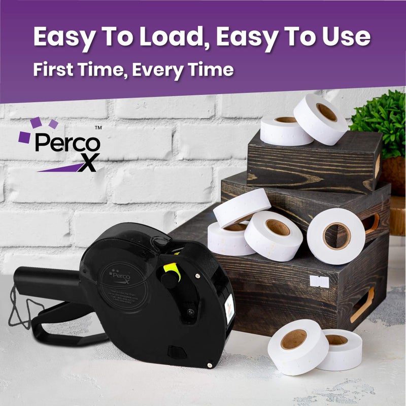 بيركو Perco X 1 Line Price Gun Kit - مسدس ملصقات بخط واحد مع 9000 ملصق أبيض فارغ ومحبر إضافي - Image 5