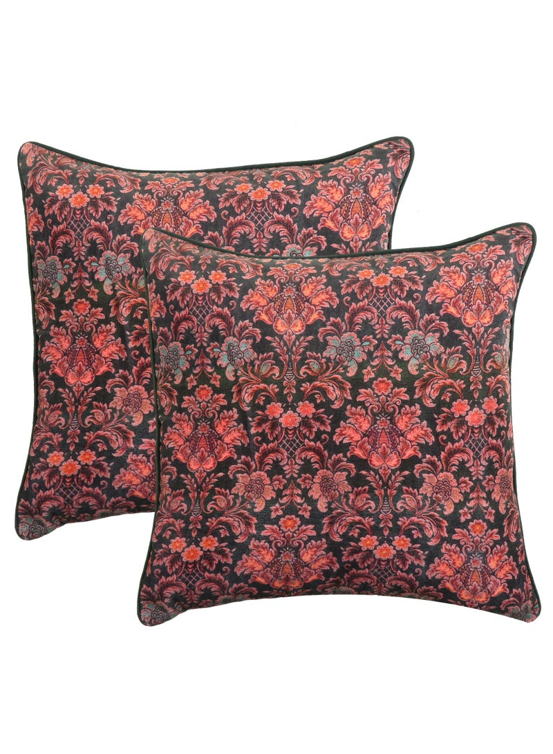ريارا غطاء وسادة مخملي مطبوع واقٍ للأريكة وغرفة النوم وديكور المنزل، مجموعة من قطعتين (16 × 16 بوصة)  - Image 1