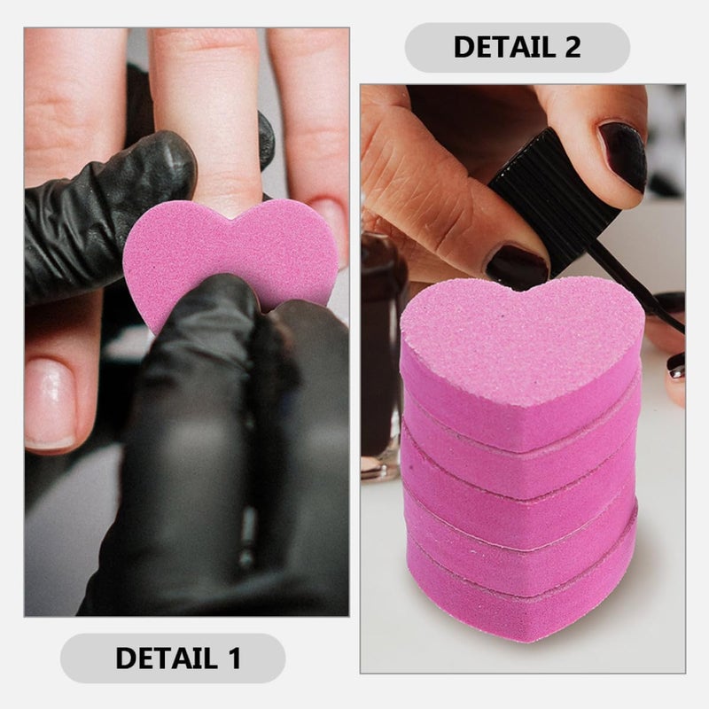100pcs Heart Shape Buffer Block Nail Files Dual Side Grit Sponge Manicure Tools for Women Professional Nail Buffing and Grinding - Image 3