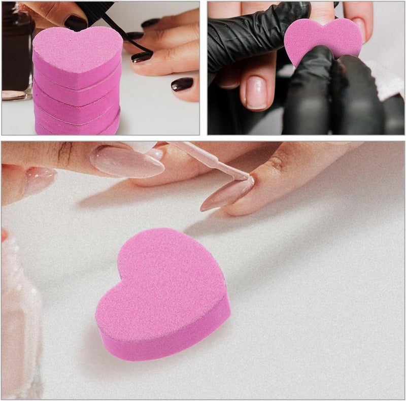 100pcs Heart Shape Buffer Block Nail Files Dual Side Grit Sponge Manicure Tools for Women Professional Nail Buffing and Grinding - Image 5