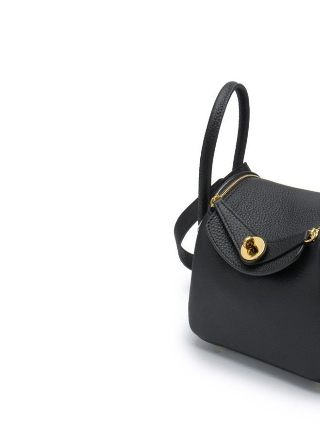 Loquat Leather One-Shoulder Portable Pillow Bag Black  - Image 3