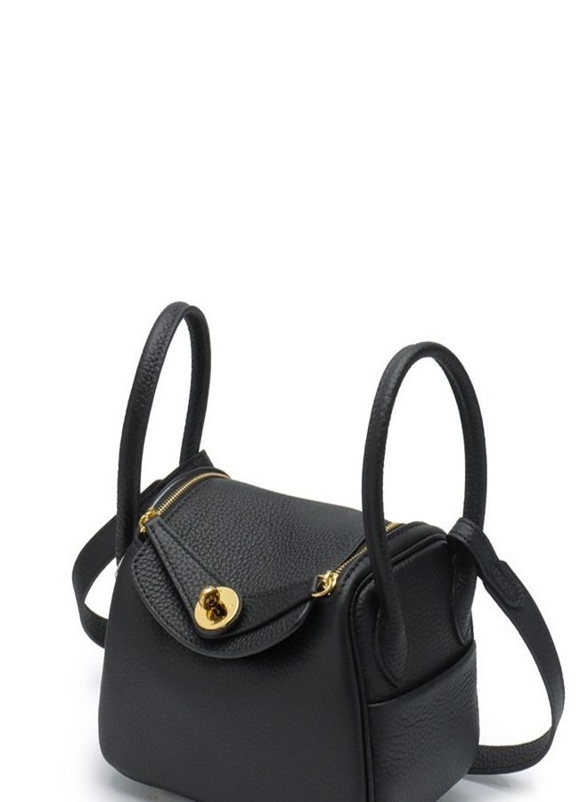 Loquat Leather One-Shoulder Portable Pillow Bag Black  - Image 2