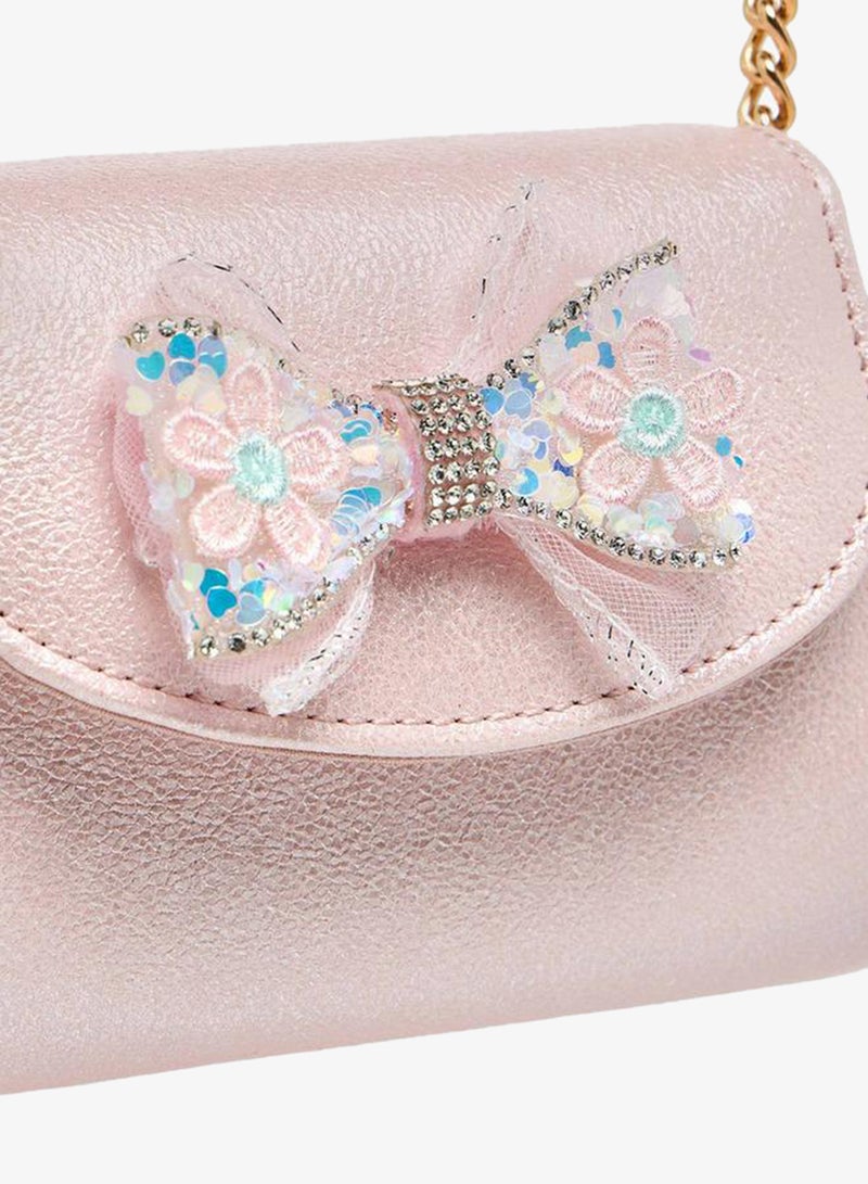 Celeste Bow Embellished Crossbody Bag with Chain Strap - Image 5