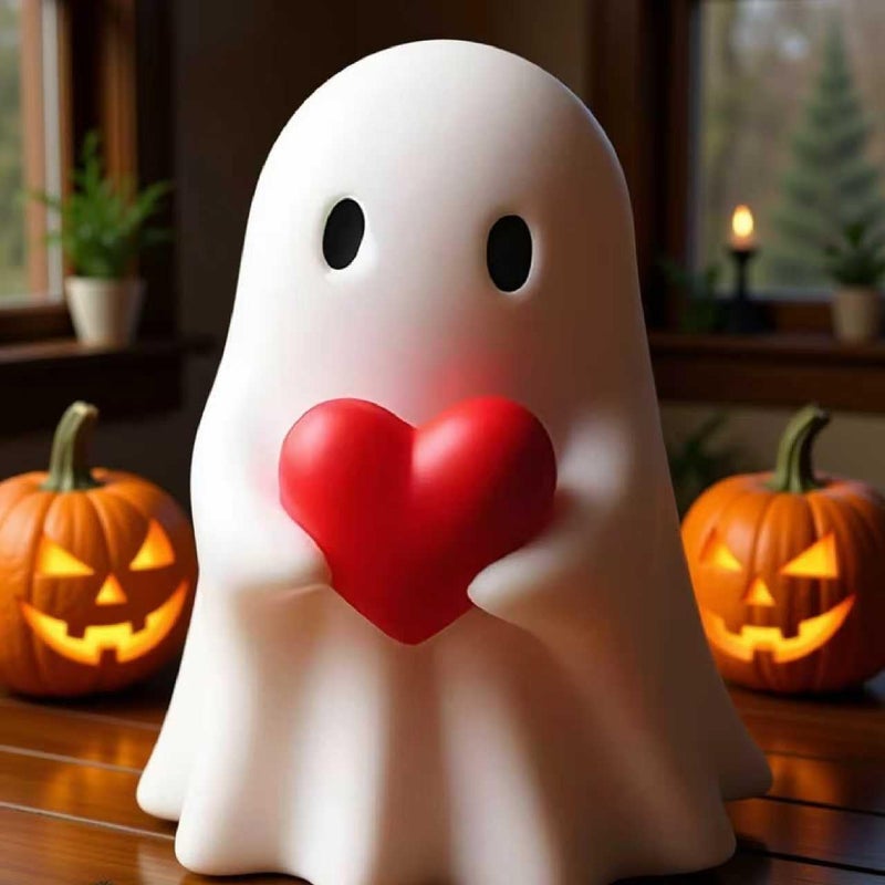 Chgfs Simplified versatile design Valentines Day Gifts for Him Her Women,Ghost Figurine - Spooky Resin Ghost Statue, Cute Red Heart Ghost Valentine Decor Home Decoration Humorous Desktop Valentines Day Gifts Art Piece Diverse application fit - Image 3