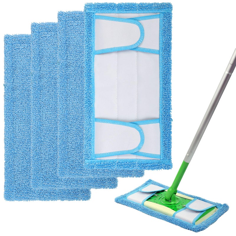 Reusable Mop Pad for Swiffer Sweeper Mop 125 Microfiber Mop Pad Refill Washable for Hard Floor Baseboard Cleaning WetDry Cleaning Pad 4 Pack