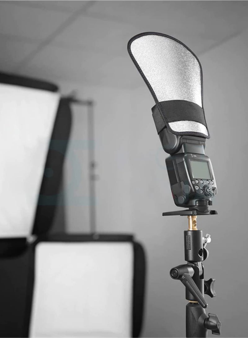 سيوسي ناشر فلاش ، عبوتان مع شريط مرن وجهين أبيض / فضي منحني فلاش عاكس SLR خارجي يربك فلاش غطاء ناعم مناسب لجميع الفلاشات الخارجية - Image 4