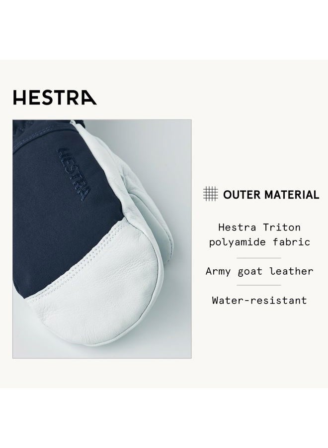 Hestra Army Leather Heli Ski Junior - Waterproof, Insulated Classic Leather Snow Mitten for Winter, Skiing, Playing in The Snow for Kids and Youth, Navy, 4 - Image 3