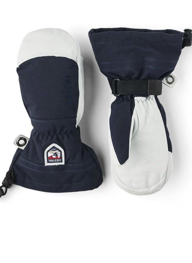 Hestra Army Leather Heli Ski Junior - Waterproof, Insulated Classic Leather Snow Mitten for Winter, Skiing, Playing in The Snow for Kids and Youth, Navy, 4 - Image 1