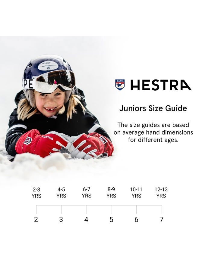 Hestra Army Leather Heli Ski Junior - Waterproof, Insulated Classic Leather Snow Mitten for Winter, Skiing, Playing in The Snow for Kids and Youth, Navy, 4 - Image 2