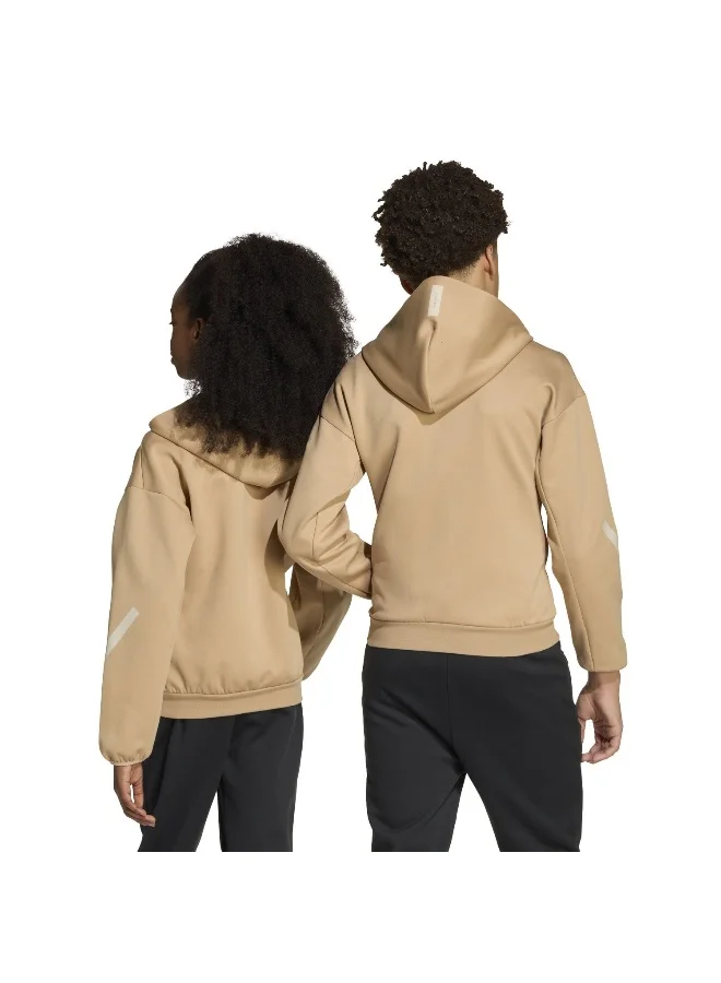 Adidas J Z.N.E.Fz Brown Training Track Tops For Junior 7-8Y
