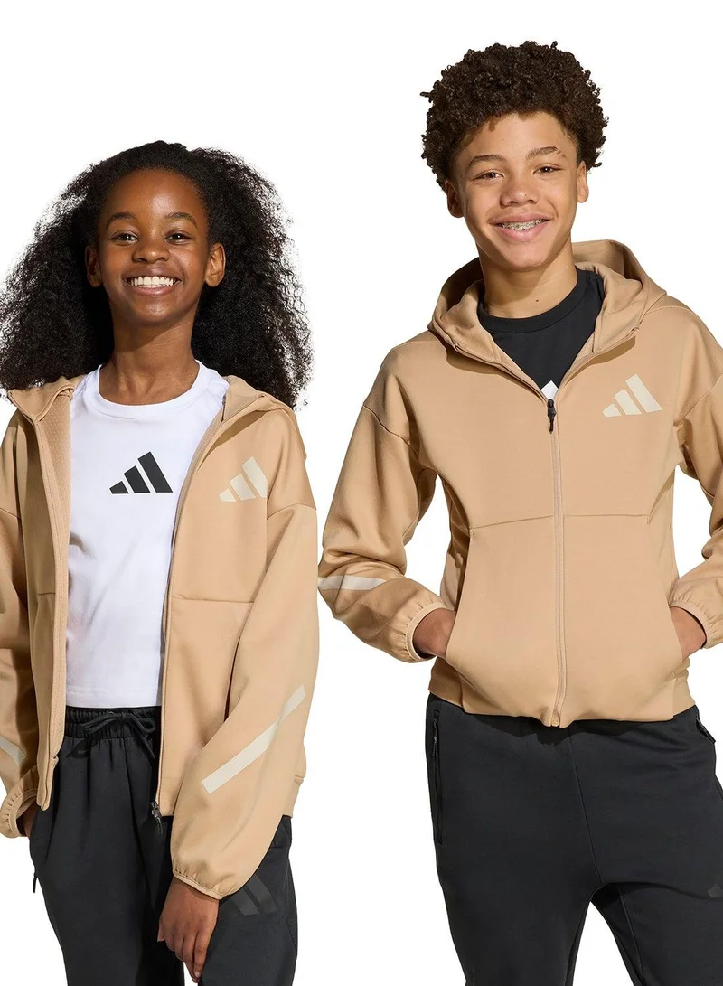 adidas جاكيت تدريب بني للأطفال من جيه زد إن إي إف زد مقاس - سنوات