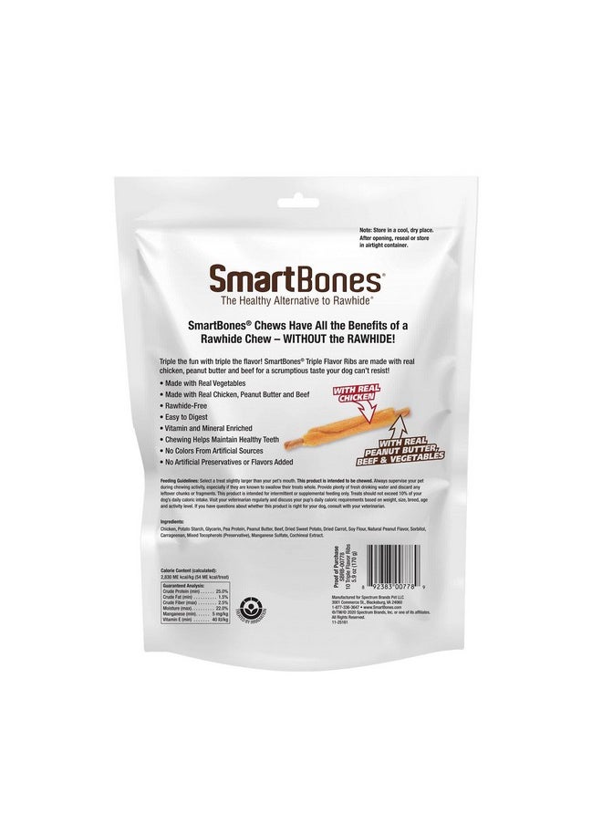SmartBones SmartBones No Artificial Colors or Preservatives Rib and Wing Chews, Treat Your Dog to a Fun Shapped Triple Flavor Chew 10 Count (Pack of 1)  - Image 2