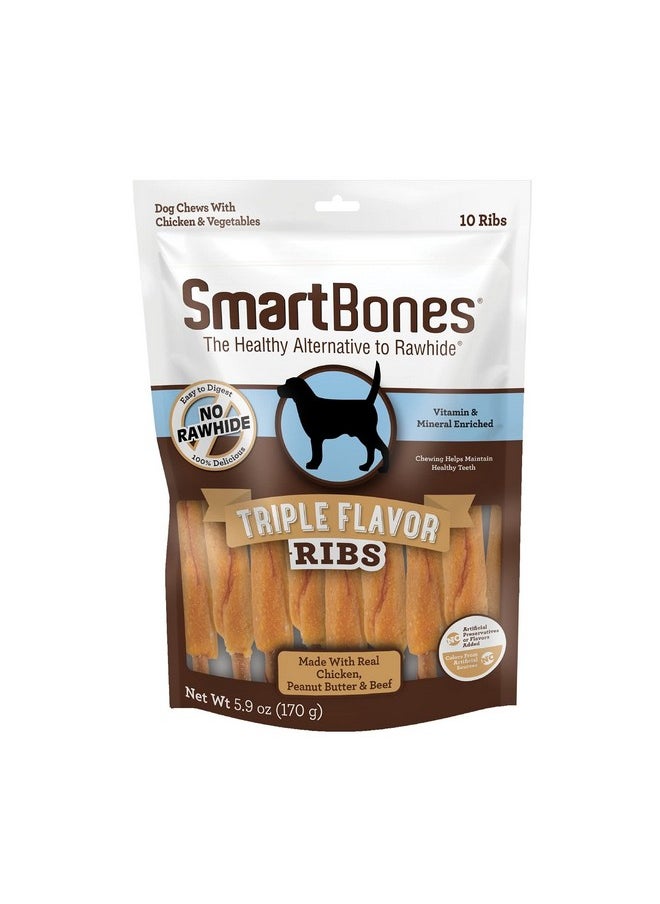 SmartBones SmartBones No Artificial Colors or Preservatives Rib and Wing Chews, Treat Your Dog to a Fun Shapped Triple Flavor Chew 10 Count (Pack of 1)  - Image 1