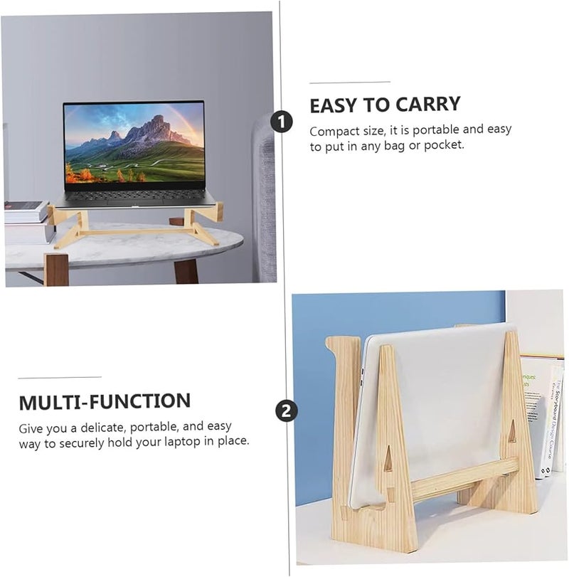 Wooden Laptop Stand Riser Adjustable Height for Desk Ergonomic Comfort - Image 5