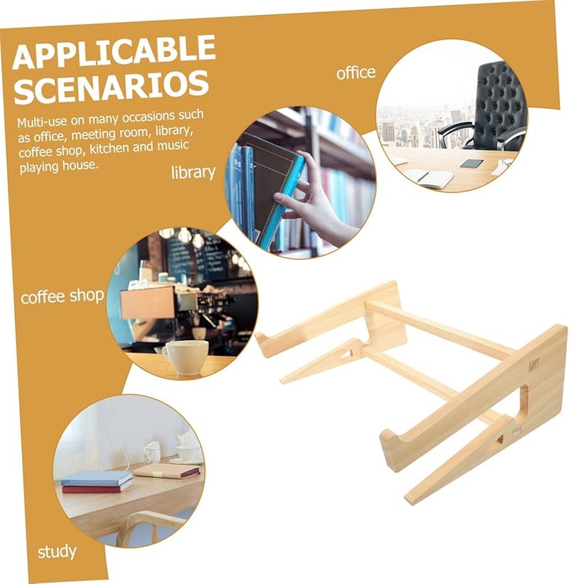 Wooden Laptop Stand Riser Adjustable Height for Desk Ergonomic Comfort - Image 4