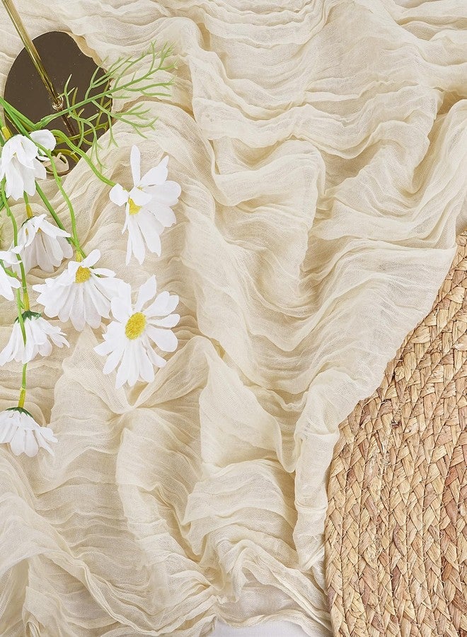 LuoluoHouse Beige Cheesecloth Table Runner 10FT Summer Boho Gauze Runner Fabric for Wedding Reception Party Decor Bridal Shower Bulk Table Decorations - Image 5