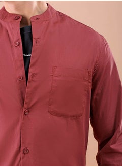 The Indian Garage Co Men Regular Fit Solid Full Sleeves Mandarin Collar Casual Shirt  - Image 4