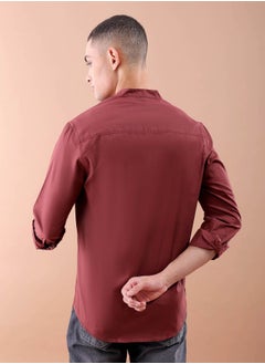 The Indian Garage Co Men Regular Fit Solid Full Sleeves Mandarin Collar Casual Shirt  - Image 2